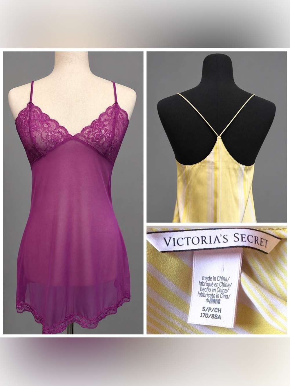 Two Victoria's Secret chemise lingerie tops- S